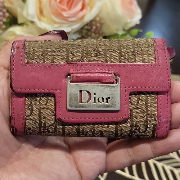 Dior Pink and Brown Trotter Women's Key Case/ Cardholder - Picture 1 of 8